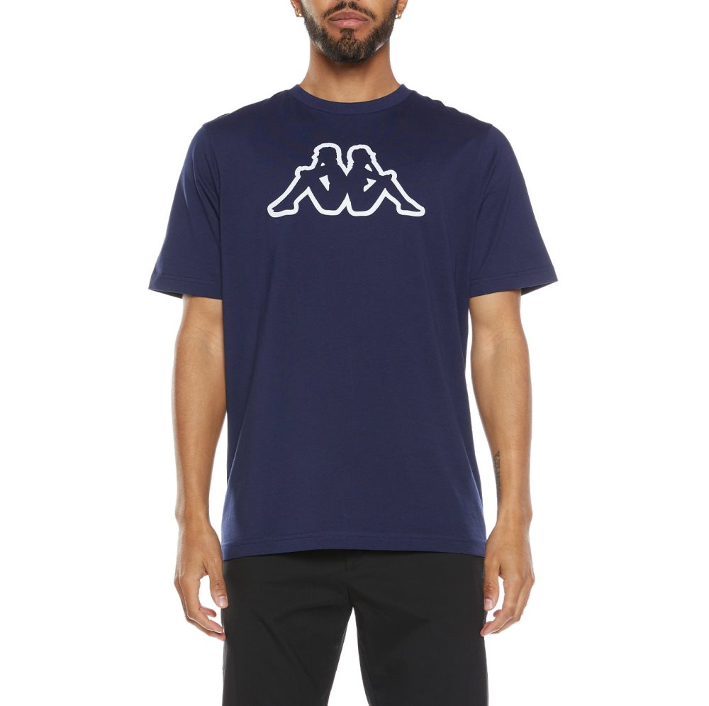 Kappa Logo Cromok T Shirts Navy Blue | QF8320175
