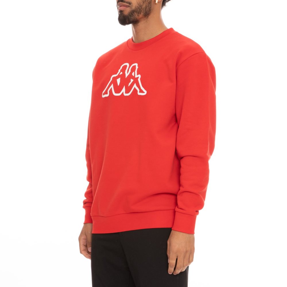 Kappa Logo Fleece Dafok Sweatshirts Red Coral | MD8274319