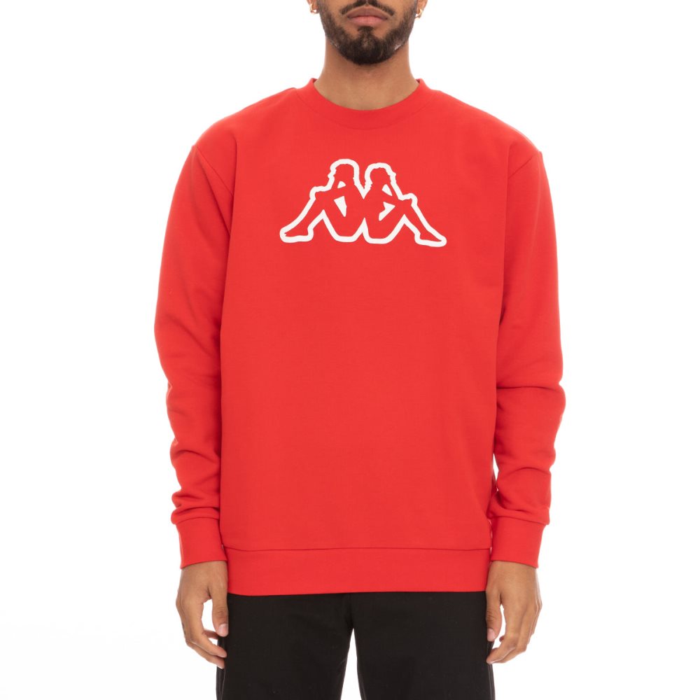 Kappa Logo Fleece Dafok Sweatshirts Red Coral | MD8274319