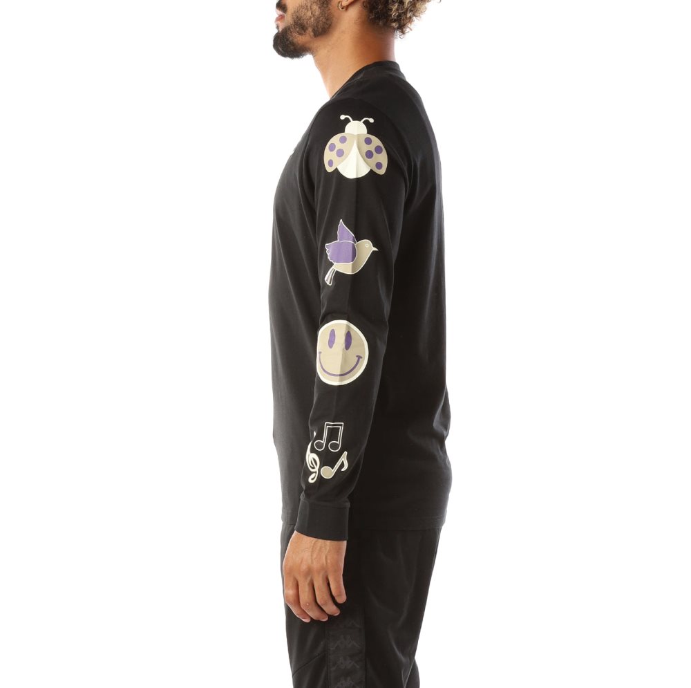 Kappa Logo Simbola T Shirts Black | WZ3425906