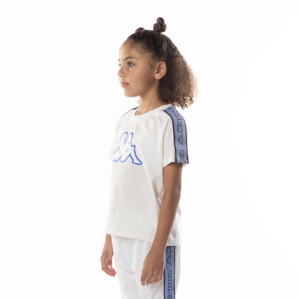 Kappa Logo Tape Avirec 2 T Shirts White Blue | JC9016234
