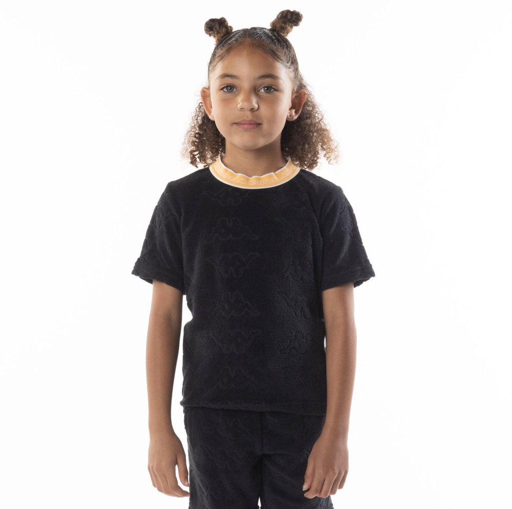 Kappa Logo Tape Efro T Shirts Black Orange | IN4630789