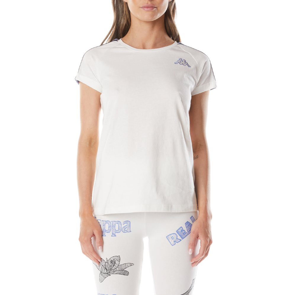 Kappa Logo Tape Eiza T Shirts White | BD5049136