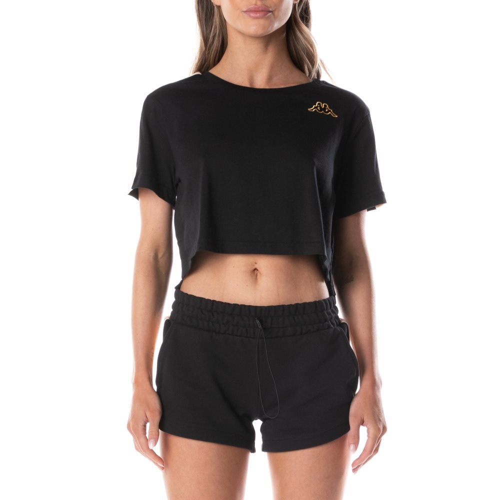 Kappa Logo Tape Elera T Shirts Black Light Orange | YZ1590243