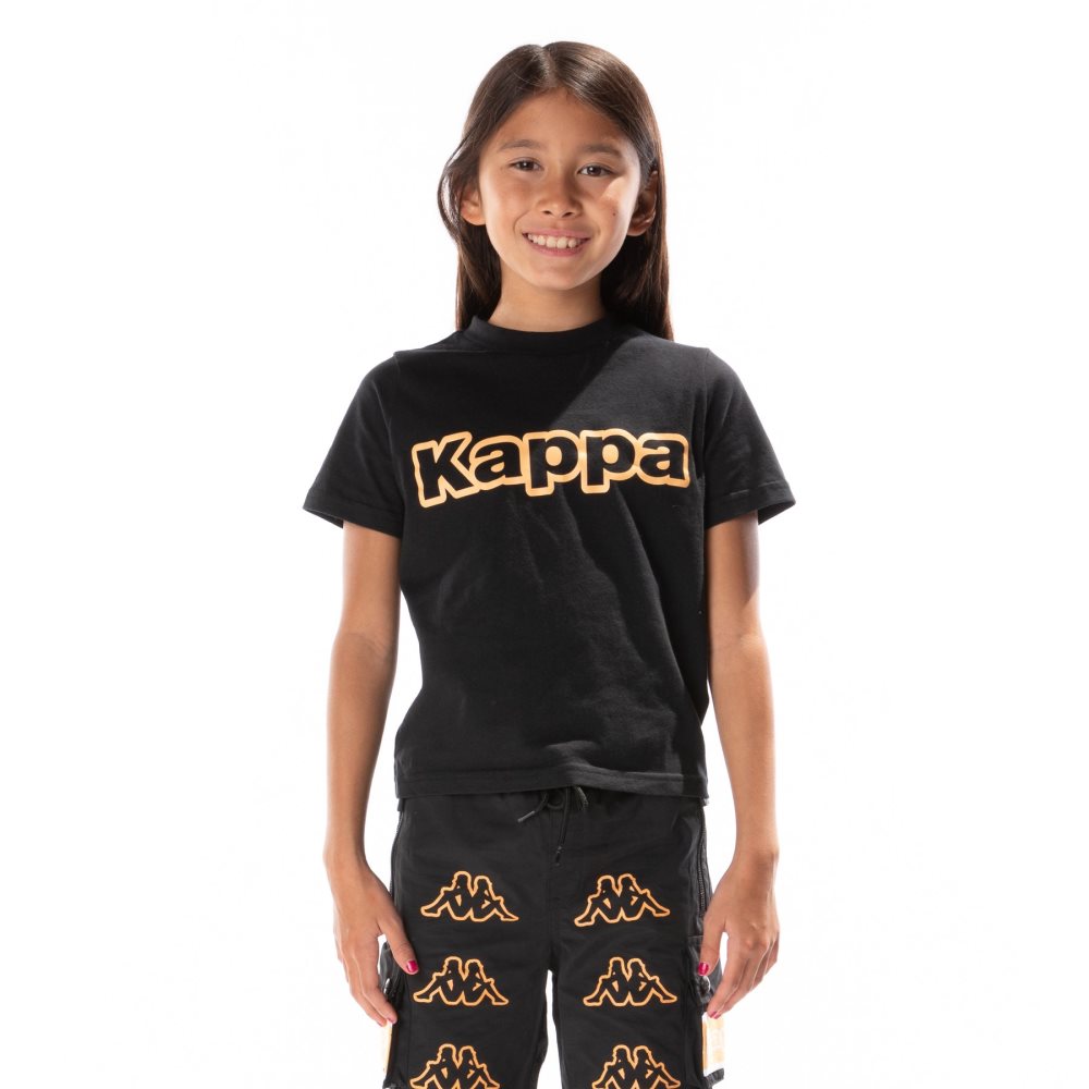Kappa Logo Tape Erco T Shirts Black Orange | PX5340712