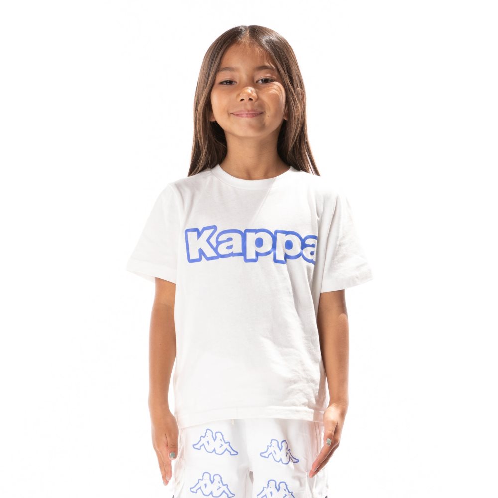 Kappa Logo Tape Erco T Shirts White Blue | IS8023746