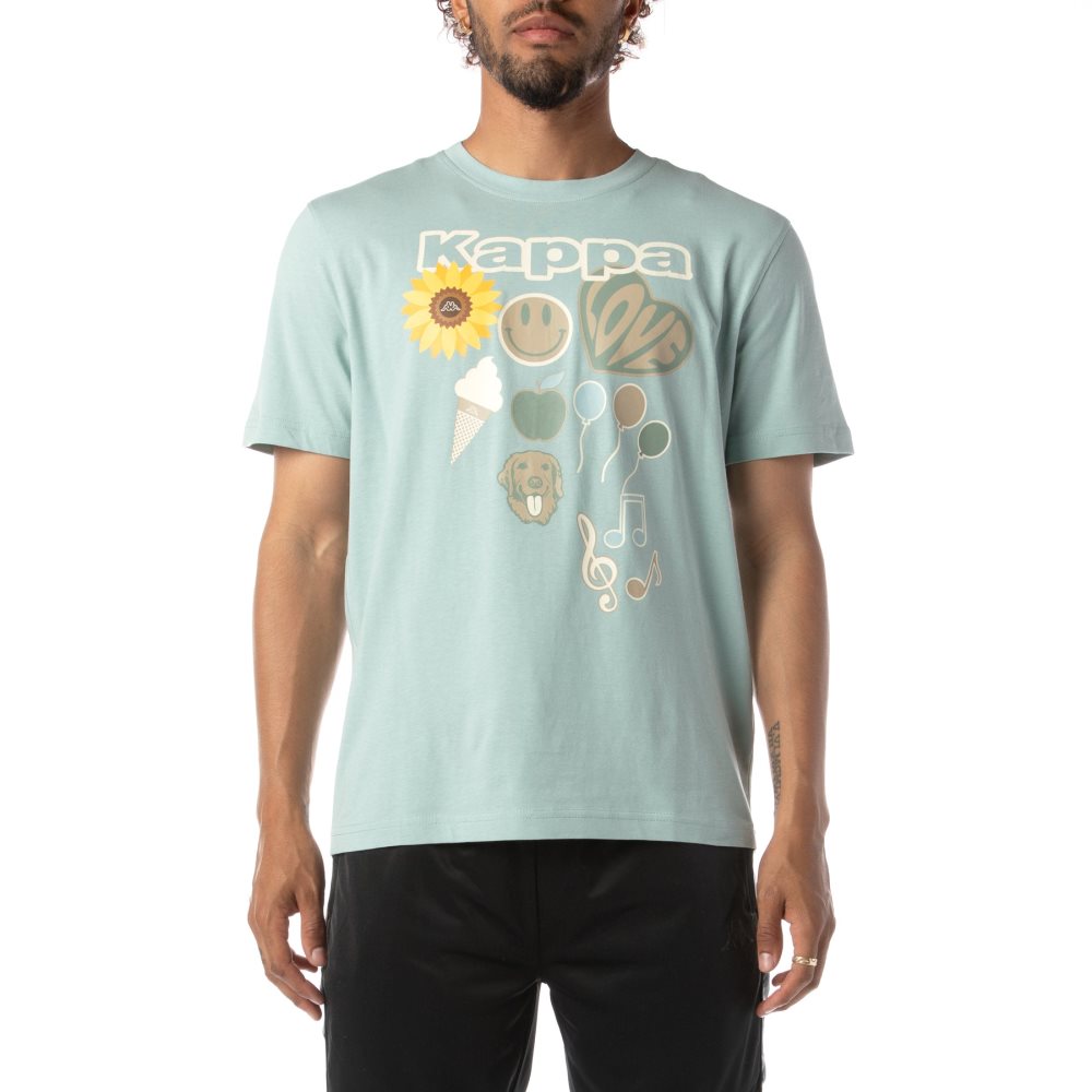 Kappa Logo Tutto T Shirts Light Blue | OQ3872495